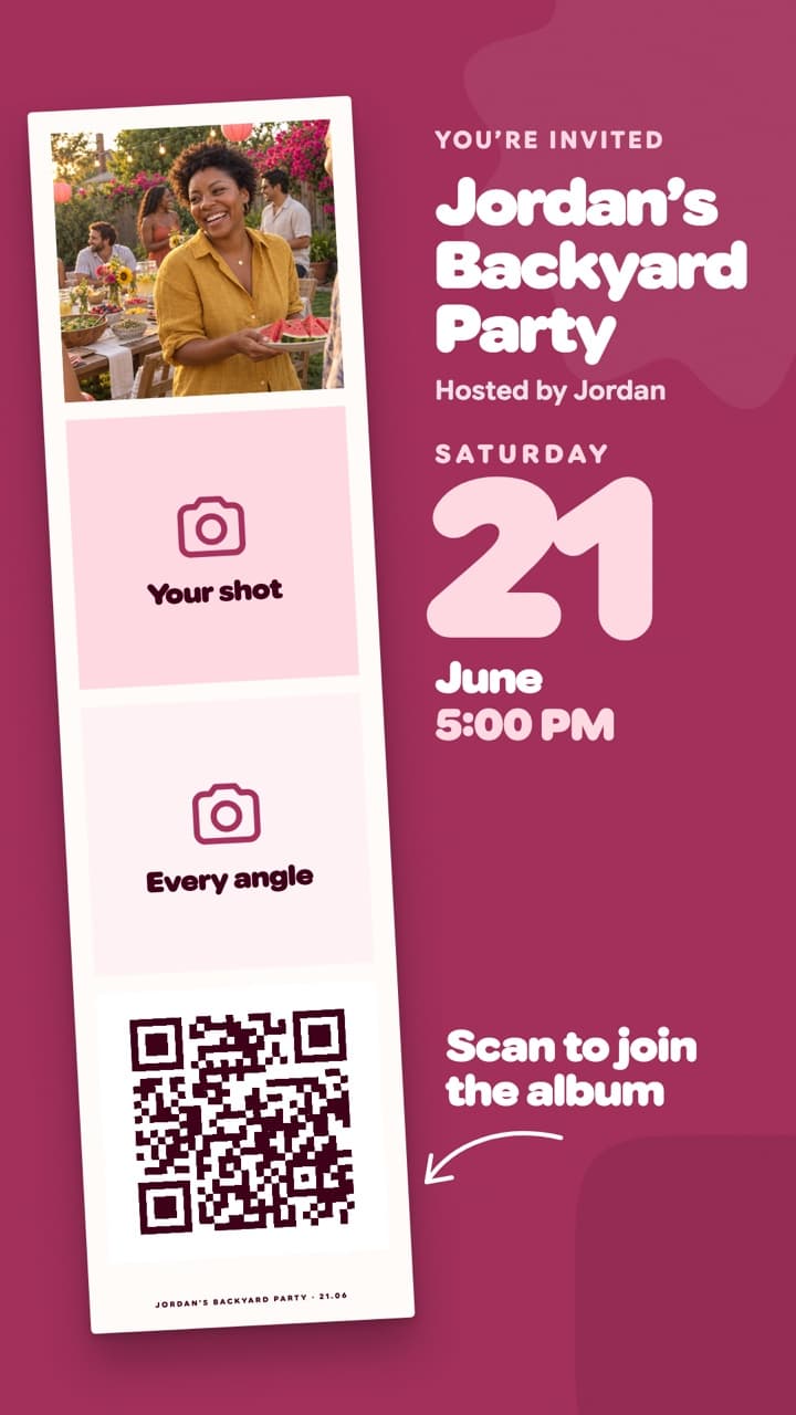 The Photo strip invite poster for a Flock event